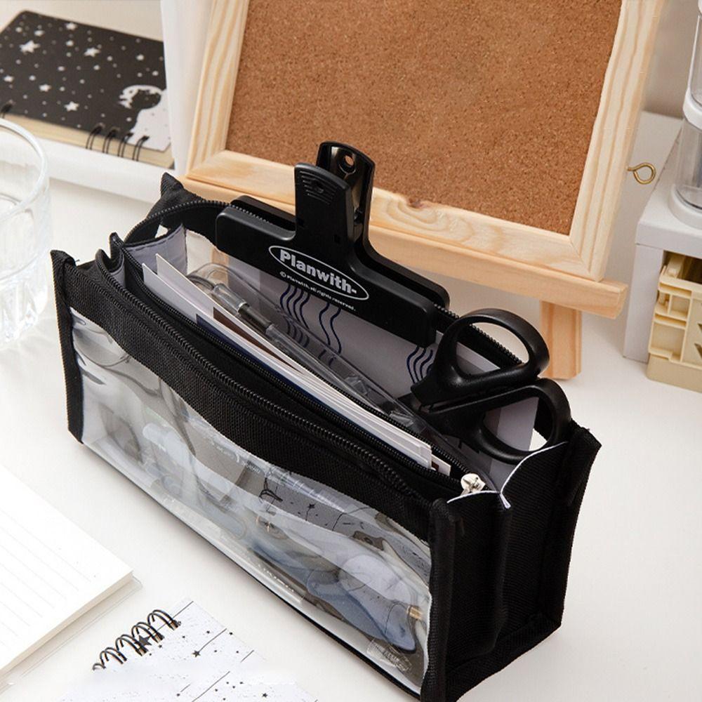 Six-Layer Pencil Bag Transparent Zipper Pouch New Makeup Bag  Students