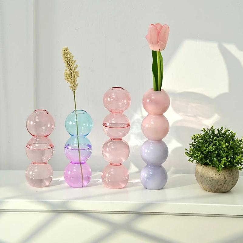 Glass Bubble Vase Flower Arrangements Vase Green Plants Hydrocuring Bottle Office Desk Ornaments Bubble Decorative Vase