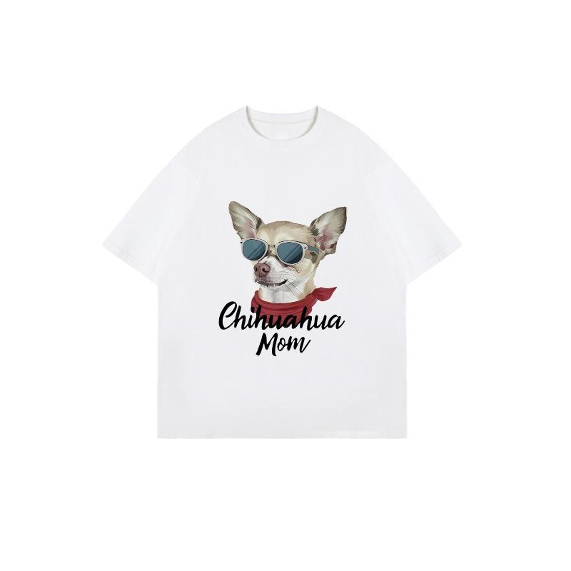 Chihuahua Mom Oversized T Shirt Black Chihuahua Dog With Sunglasses And Red Bandana Print For Casual Wear And Pet Lover Outfits