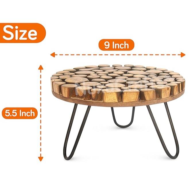 Plant Stand For Balcony, Garden, Home Decor, Living Room – Wooden/Round Pot/Plant Holder For Terrace, Set of 2