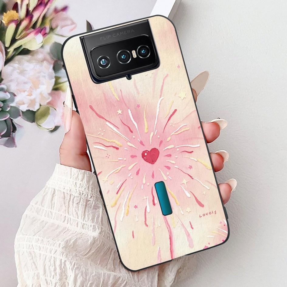 For Asus Zenfone 7 ZS670KS Case I002D Popular Flower Soft Black Silicone Phone Cover For Zenfone 7 Pro ZS671KS Funda I002DD Capa