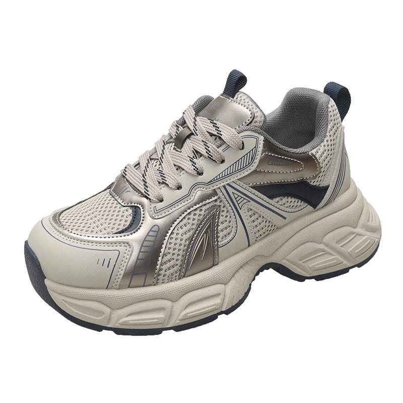 Platform Dad Shoes Women's Spring 2025 New Versatile Sports Shoes Breathable Mesh Small Height Increase Casual Shoes