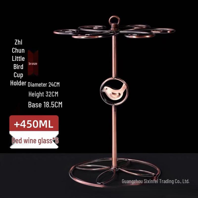 MDNG 450ML Red Wine Glasses Set with Bird Holder