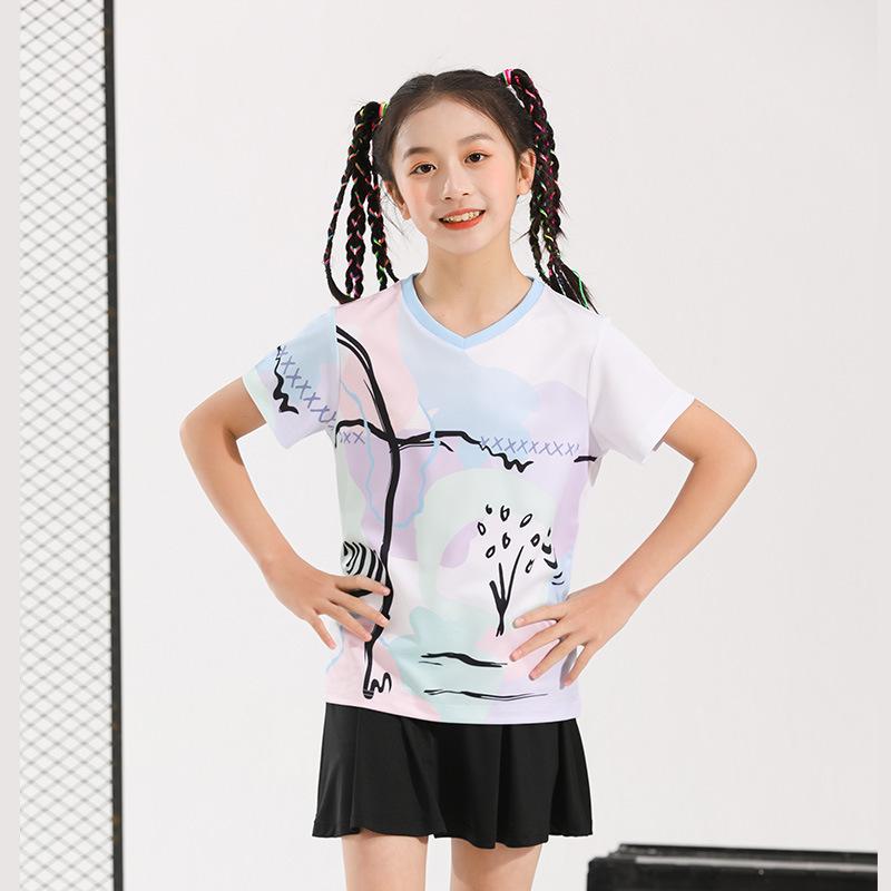 Children's badminton jersey sports suit boys and girls printed table tennis volleyball adult training game jersey wholesale