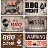 BBQ Party Metal Tin Plaque Retro Yard Garden Wall Decoration Signs Marked Barbecue Rules Slogan Plate Vintage Grill Poster