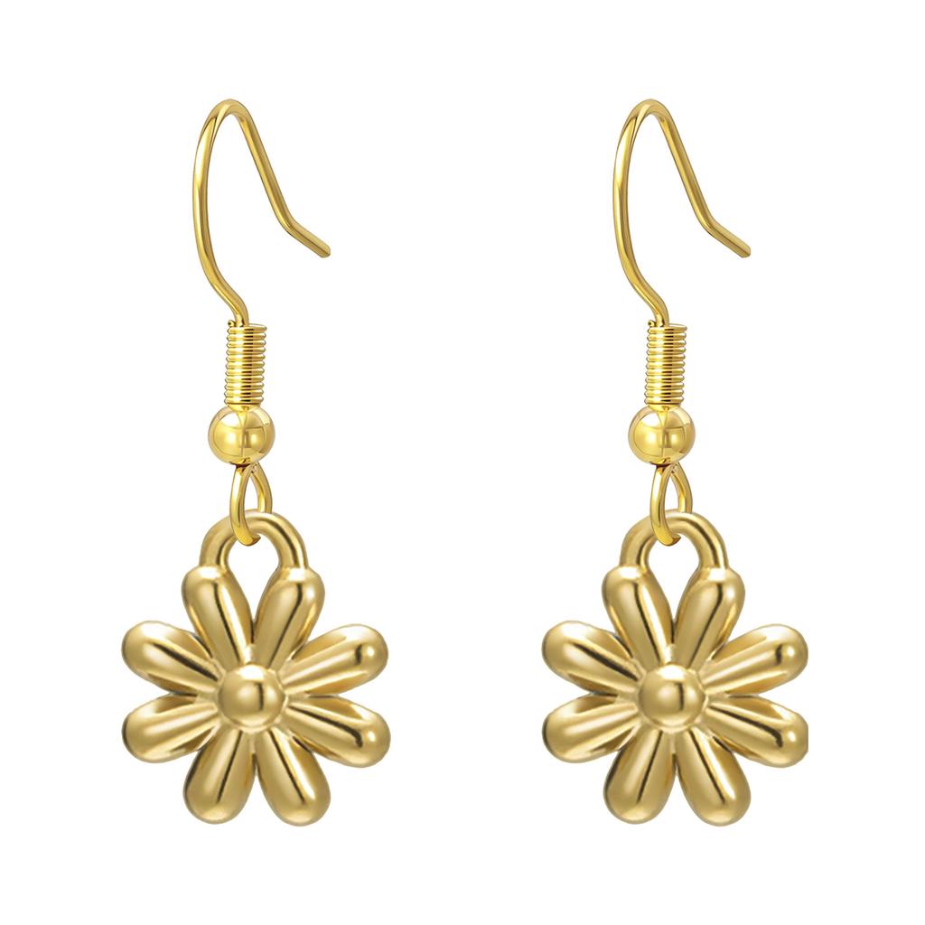 Bohemian Gold Hoop Earrings for Women with Daisy and Sunflower Pendant Charm
