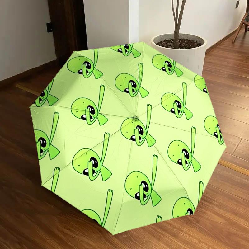

1pc Green Alien Pattern Automatic Umbrella Durable Iron Frame & Plastic Handle, Gift for Men & Women, Sturdy Construction yy250905164