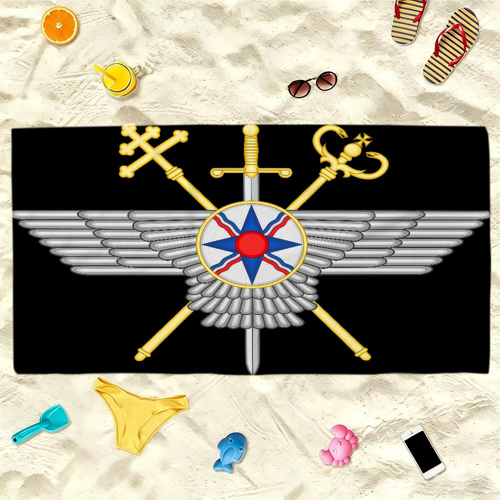 Flag Assyrian Towel Soft Lightweight Anti-Sand Large Beach Towel Quick-Drying Bath Sports Family