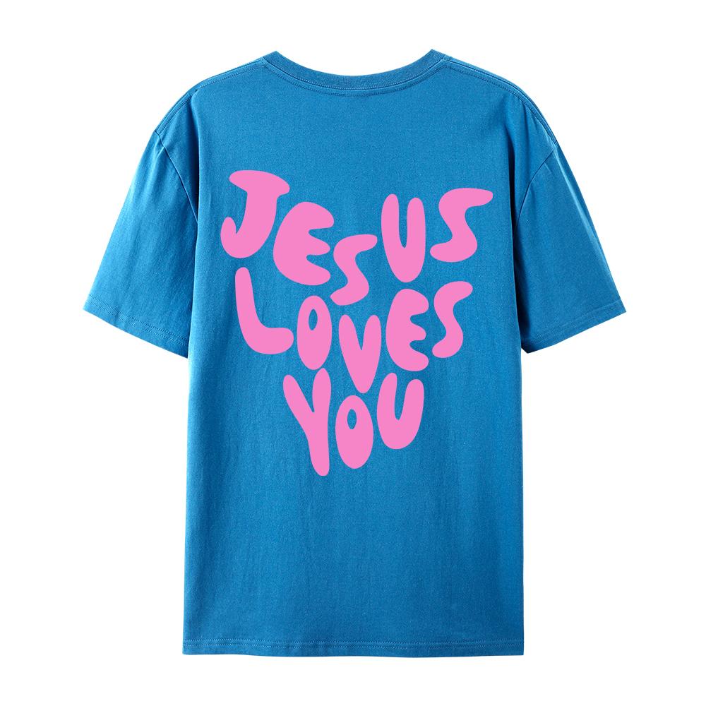 Jesus Loves Me Letter Prints Female Cotton TShirts Fashion ONeck Oversize Tops Casual Loose Soft Short Sleeve Women Clothing