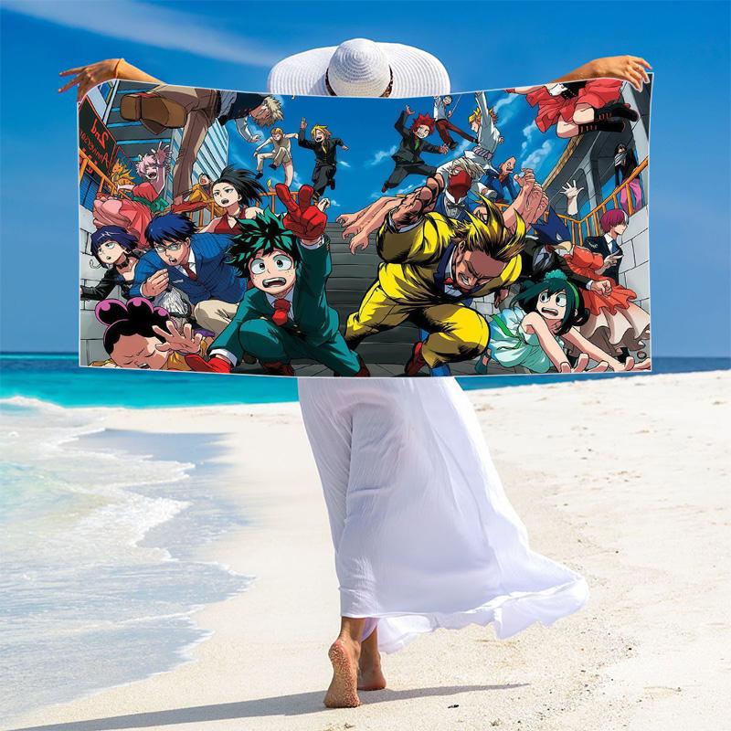 My Hero Academia Print Beach Towel, Large Soft Quick Dry Towel for Beach Camping Swimming