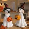 Accenti Decorativi per Halloween, Statuetta Cane Fantasma, Statua in Resina Zucca con Cappello da Mago, Carino Decorazione da Tavolo, Bomboniere per Ingresso, Bar, Finestra, Festa, Adorabile