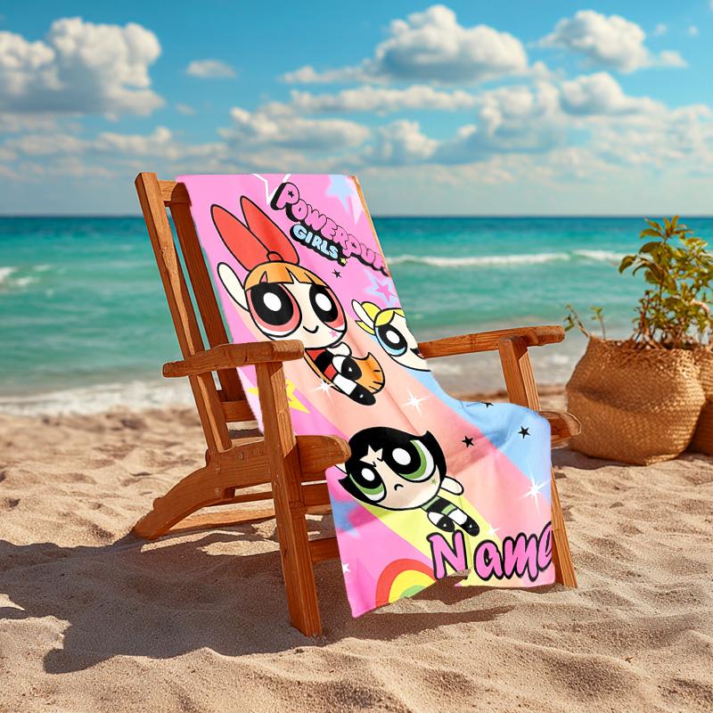 Personalized customized proof beach towel with The Powerpuff Girls pattern - soft, absorbent,quick-drying,perfect swimming,camping&bathing