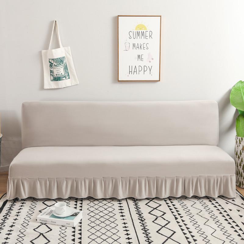 Solid Color Series Sofa Cover With Skirt Edge For Folding Sofa Cover Without Armrest All-inclusive Elastic Slipcover Protector