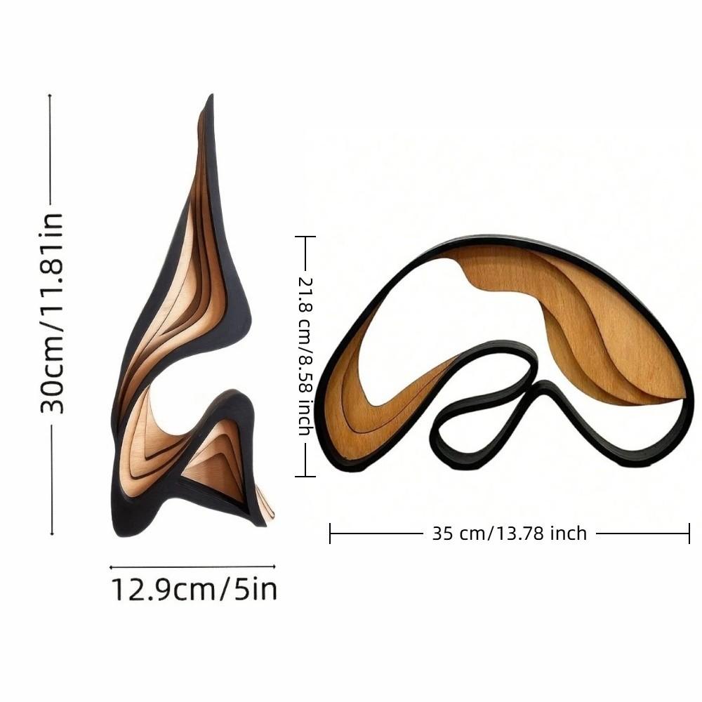 Minimalist 3D Abstract Sculpture Artistic Abstract Wooden Statue Wood Carving Indoor Decoration