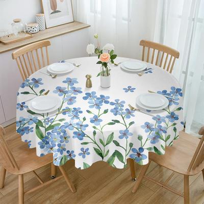Frühling Aquarell Blau Blumen Runde Tischdecke Wasserdichte Tisch Abdeckung Für Hochzeit Party Dekoration Esstisch Abdeckung