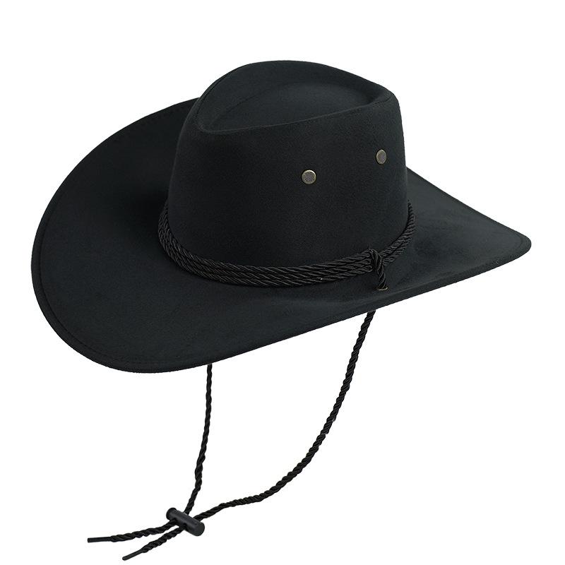 Men's Imitation Suede Western Cowboy Hat for Outdoor Camping & Hiking