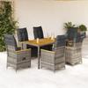 Vidaxl 7-Cz. Set di Mobili da Giardino con Cuscini, Grigio, Rattan PE