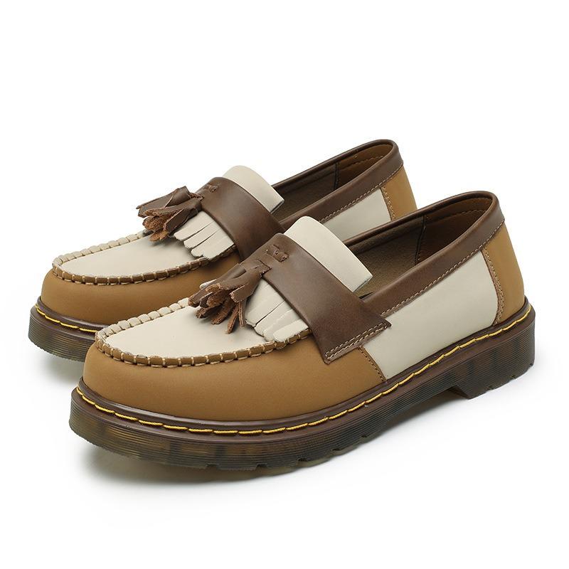 Tassel loafers women's leather low-top shoes women's fashion student round head casual shoes large size pick-up