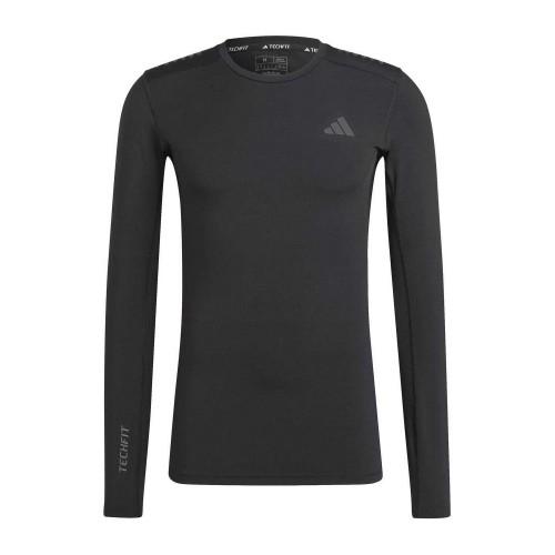 adidas Mens Techfit Tonal Logo Compression Long-Sleeved Workout T-Shirt