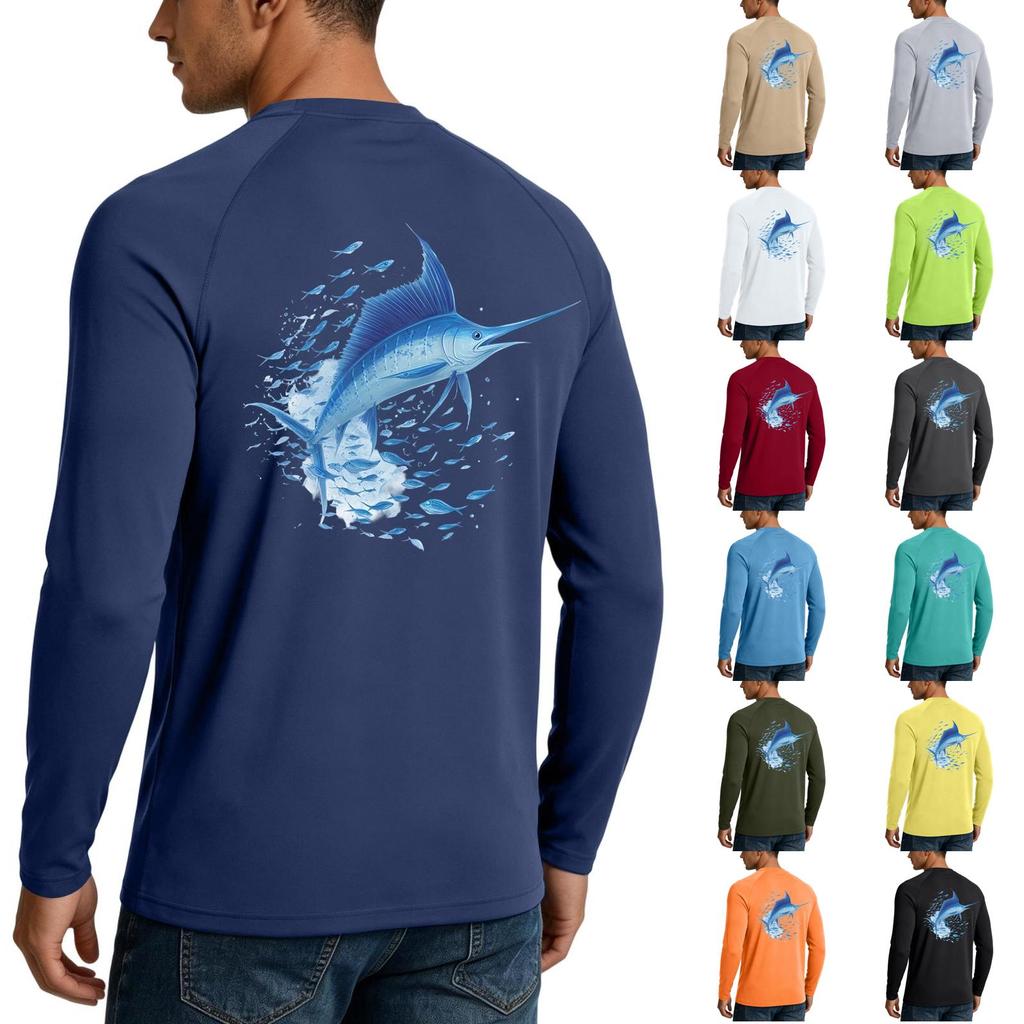 Men's Long Sleeve Sun Protection Shirt UPF50+ UV Resistant Lightweight Stretch Outdoor Fishing Running Sports Top