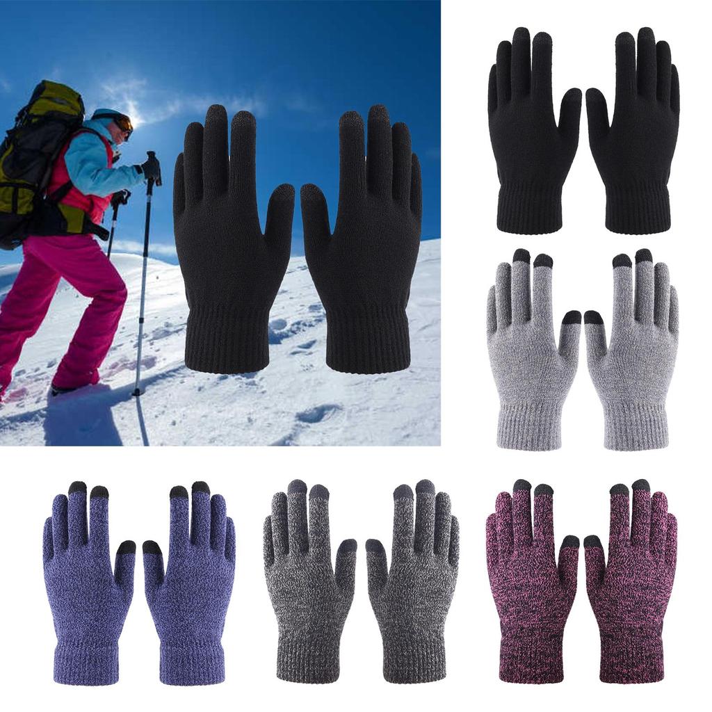 Soft Winter Gloves Knit Lining Touch Screen Mobile Phone Unisex Full Finger Mitten Thick Warm Windproof for Outdoor Sports
