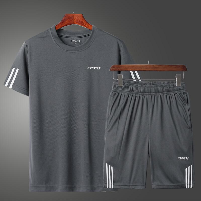 Men's Quick-Dry Summer Sports Set: Breathable Short Sleeve T-Shirt & Five-Point Shorts for Running