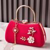 Vintage Red Handbag for Evening Woven Purse Wedding Party Fashion Flower Bag Cross Body Shoulder Purse Luxury Designer Pearl Bag