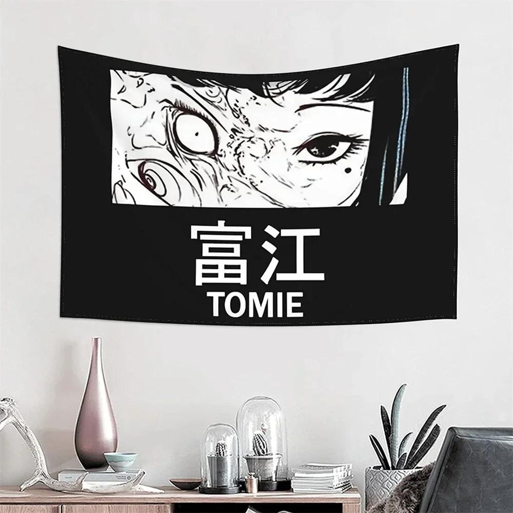 Japanische Horror-Manga Wandteppich Tomie Unlimited Junji Ito Wandbehang Gruselige Ästhetik Hexerei-Zubehör Anime Raumdeko