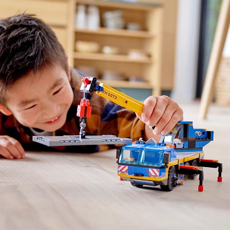 Compatible Sets City Series Building Blocks 60409 Yellow Mobile Construction Crane Excavator Car Children's Toys Assembling Gift