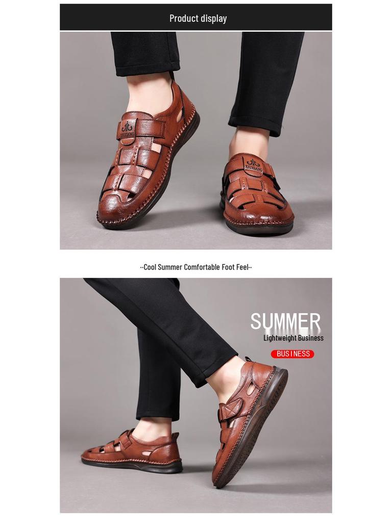 Męskie sandały z odkrytymi palcami, rozmiar duży 47-48, z grubą podeszwą z gumy ścięgnowej na lato.