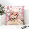 Süße sexy Anime-Charaktere SUPER SONICO Kissenbezug Baumwoll-Leinen-Stoff Quadratischer Reißverschluss Kissenbezug Heimdekoration Wohnzimmer