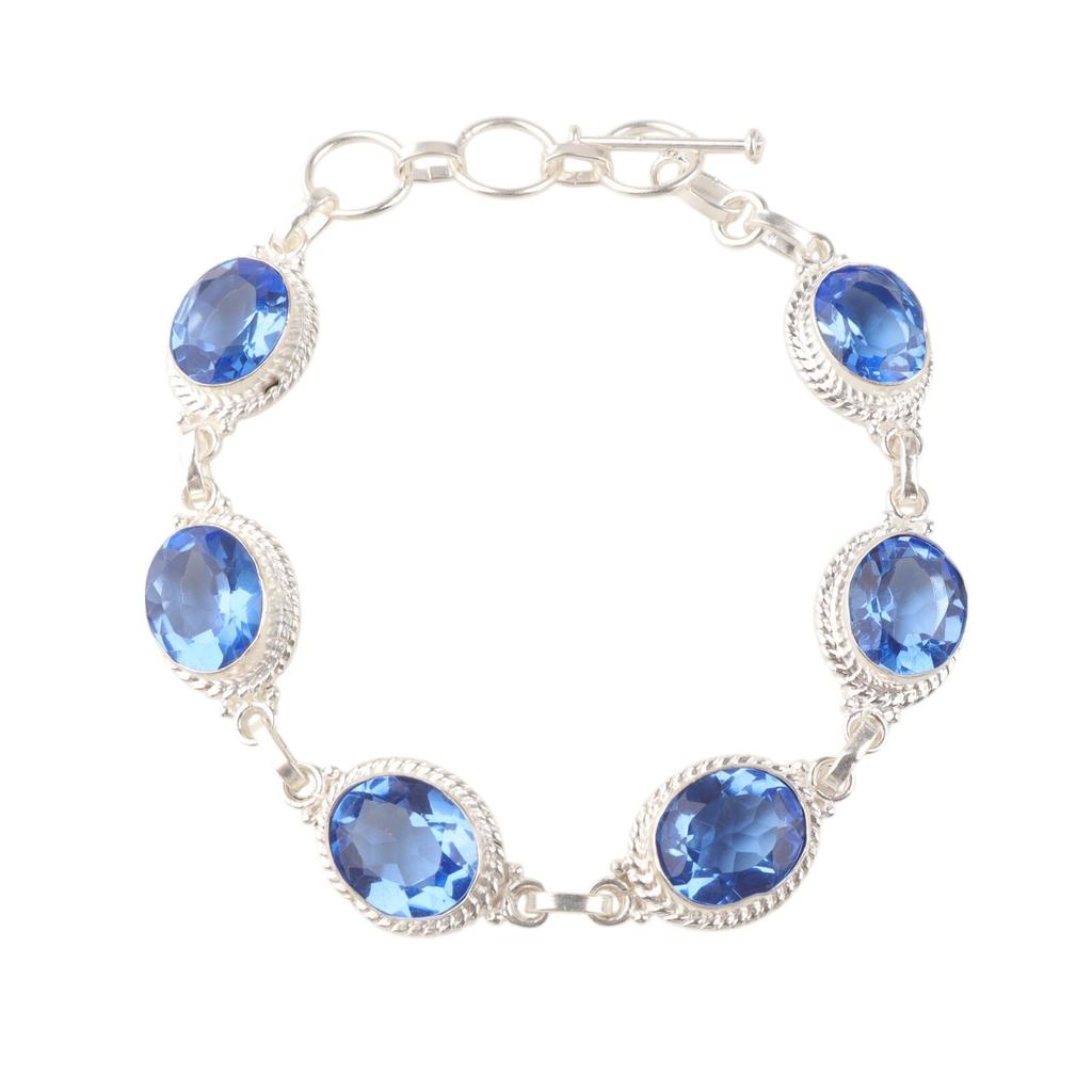Natural Tanzanite Gemstone 925 Sterling Silver Jewelry Handcrafted Bracelet 8.5" RB-2-1