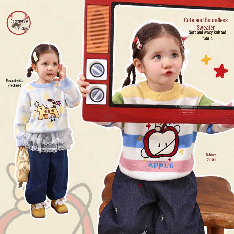 LUSON Baby Girl Spring Knitted Sweater 110
