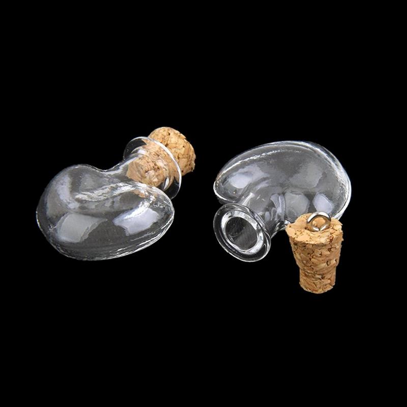200Pcs Glass Cork Bottle Glasses Ampoules Wool Bottle Pendants Heart Form