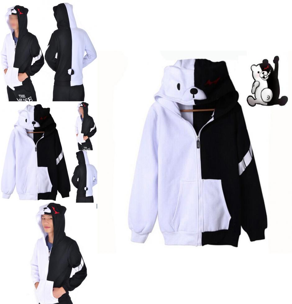 Anime Danganronpa Monokuma Cosplay Unisex Jacket Hoodie Sweatshirt Coat Hooded