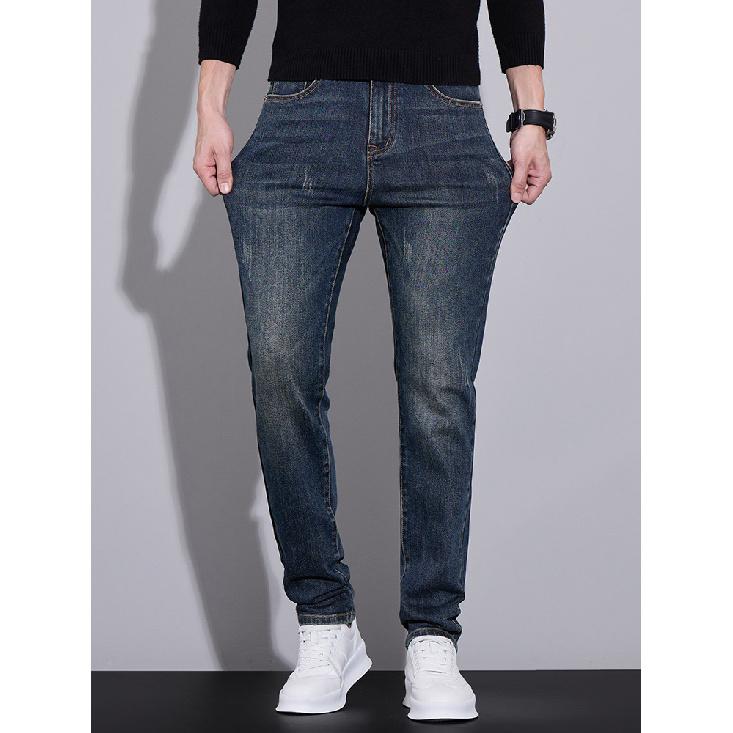 Spring And Autumn Winter New Men'S Thick Jeans Slimming Straight Stretch Business Versatile Long Pants
