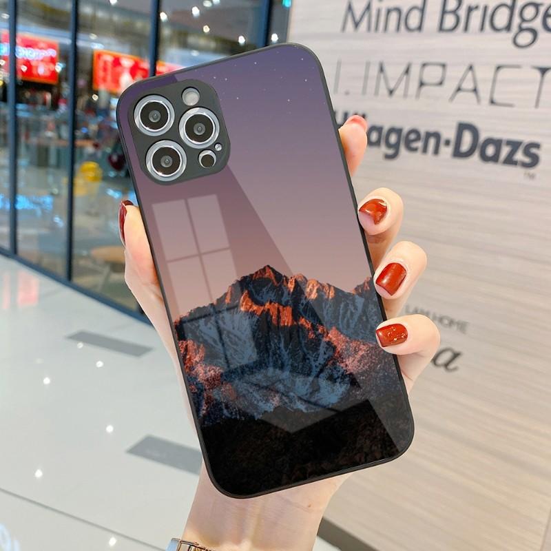 Beautiful Cold Mountain Phone Case For IPhone 14 13 12 11 Pro Max X XR XS 8 7 Plus Liquid Glass Color Phone Cover