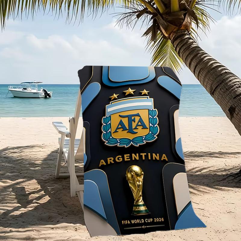 Beach Towel with Argentina Football Pattern - soft,absorbent,machine washable Lightweight&Modern,swimming,Travel Essentials