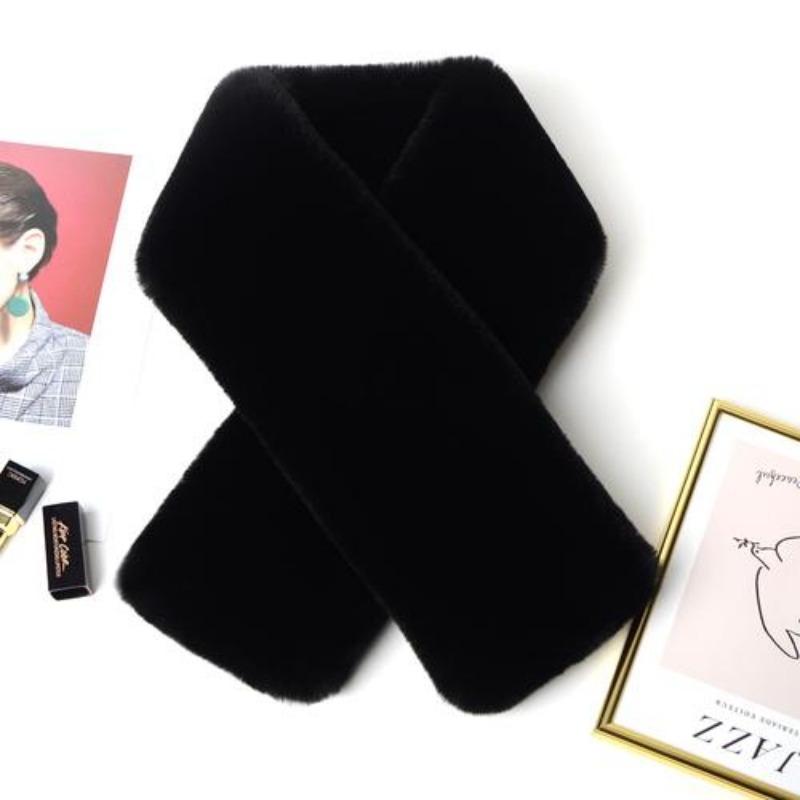 

Женский шарф из искусственного меха кролика рекса, двусторонний бархатный мягкий теплый цельнокожаный шарф-воротник, зимний воротник из искусственного меха кролика сето.