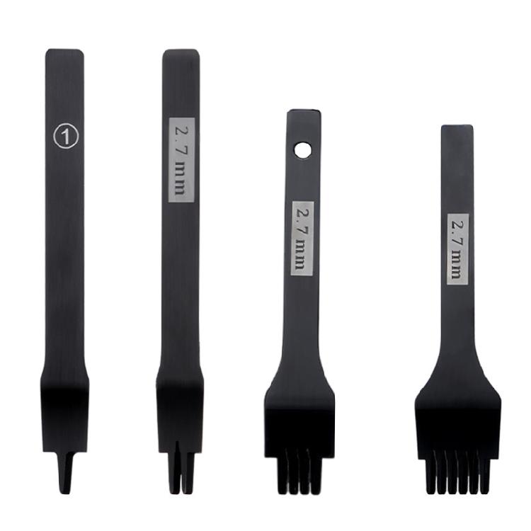 Leder Ahle Stanzwerkzeug 2,7 mm Lederhandwerk Schnürwerkzeug 1/2/4/6 Zinken Lederhandwerk Meißel Lochstanzen