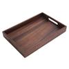 Rectangular Wooden Serving Tray with Grooves Breakfast Food Tray for Tea Coffee Fruit SnackS