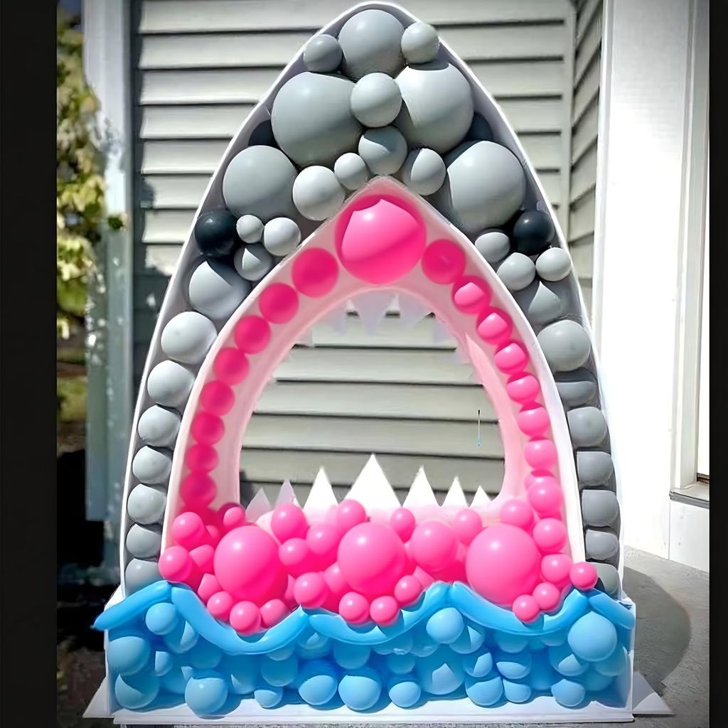 1Pc 73cm Balloon-Filled Shark KT Board Frame Without Balloon,Easy Snap-Together, Perfect for Blue Ocean Theme Birthday Decor & Photography