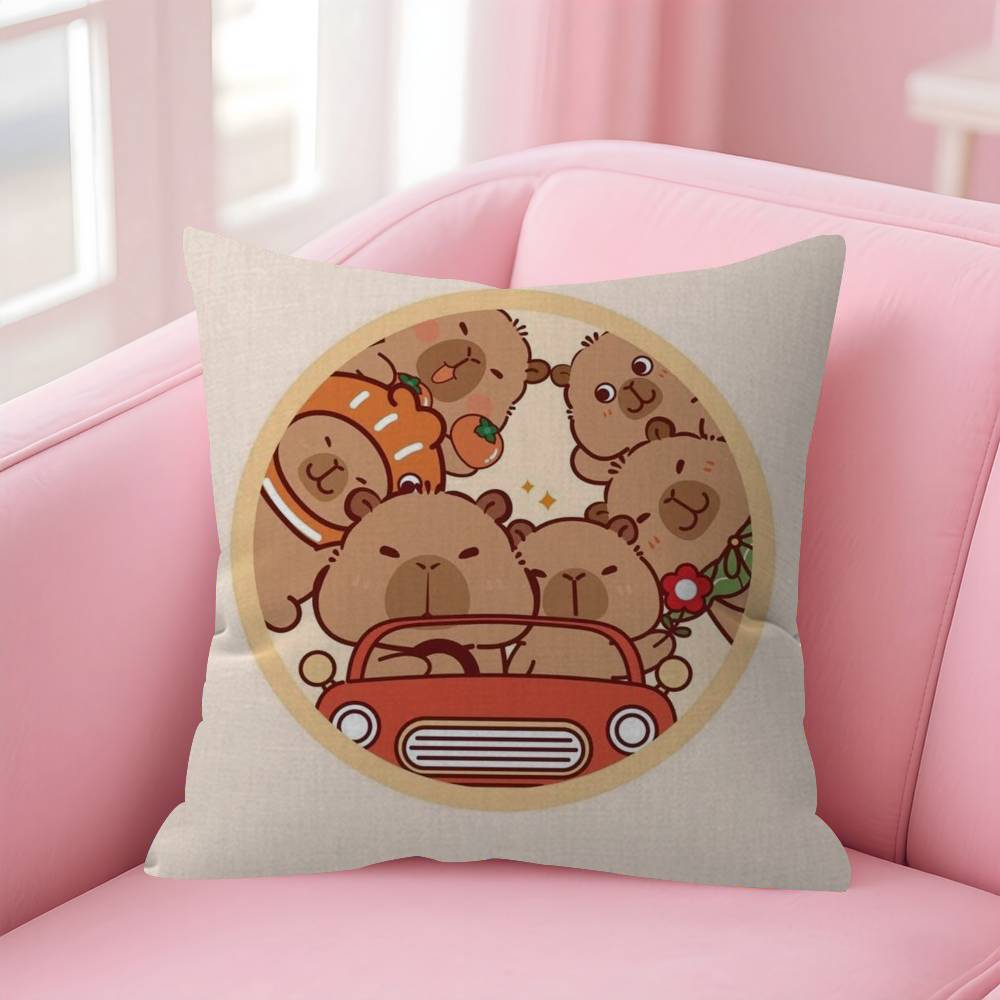 Anime CCapybara Cartoon Cute Pillow Cushion Cover Pillowcase Living Room Sofa Home Decor Customized