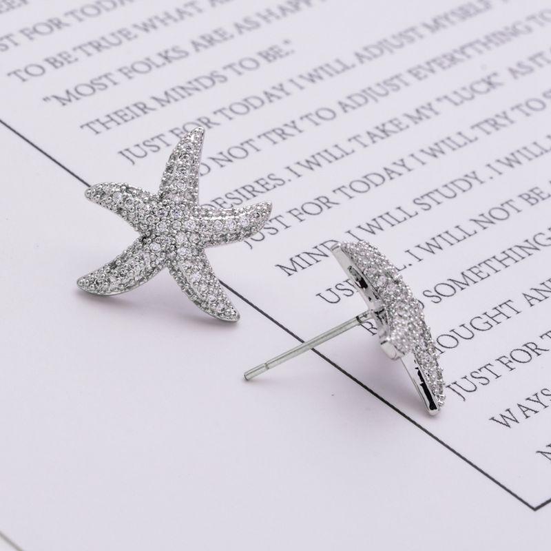 Aegean Star White Gold-Plated Hypoallergenic Micro-Paved Earrings
