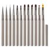 Nail Glue Phototherapy Brush Uv Gel Painting Pen Nail Art Drawing Liner Brush Metal Manucure Professionnel Brushes Tools