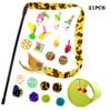 Pet Toy Set: 21-Piece Cat Tunnel, Sisal Mouse, Rainbow Ball, Crinkle Paper, Cat Teaser Stick Combo