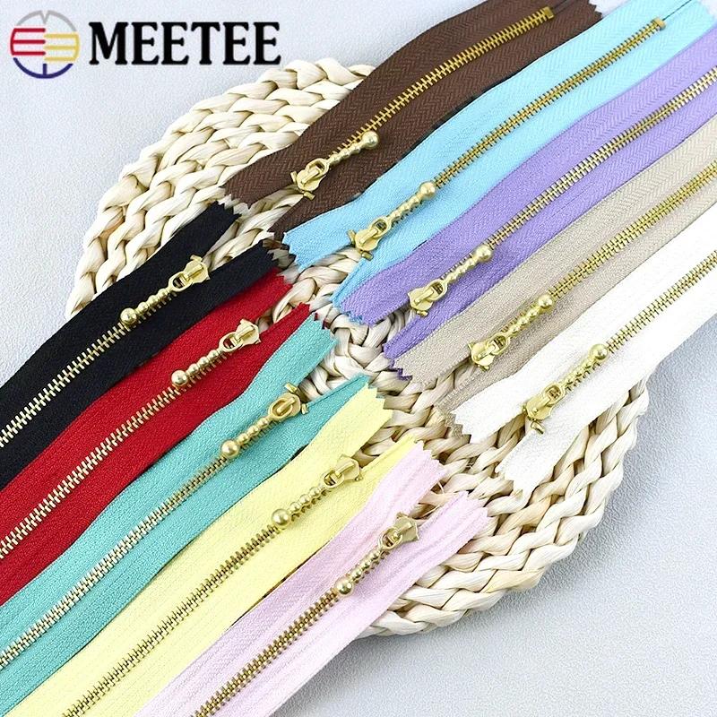 5/10/20Pcs Meetee 3# 12-40cm Close-end Zip Metal Zipper Clothes Auto Lock Zippers Jeans Pocket Zips Repair Tailor DIY Accessory