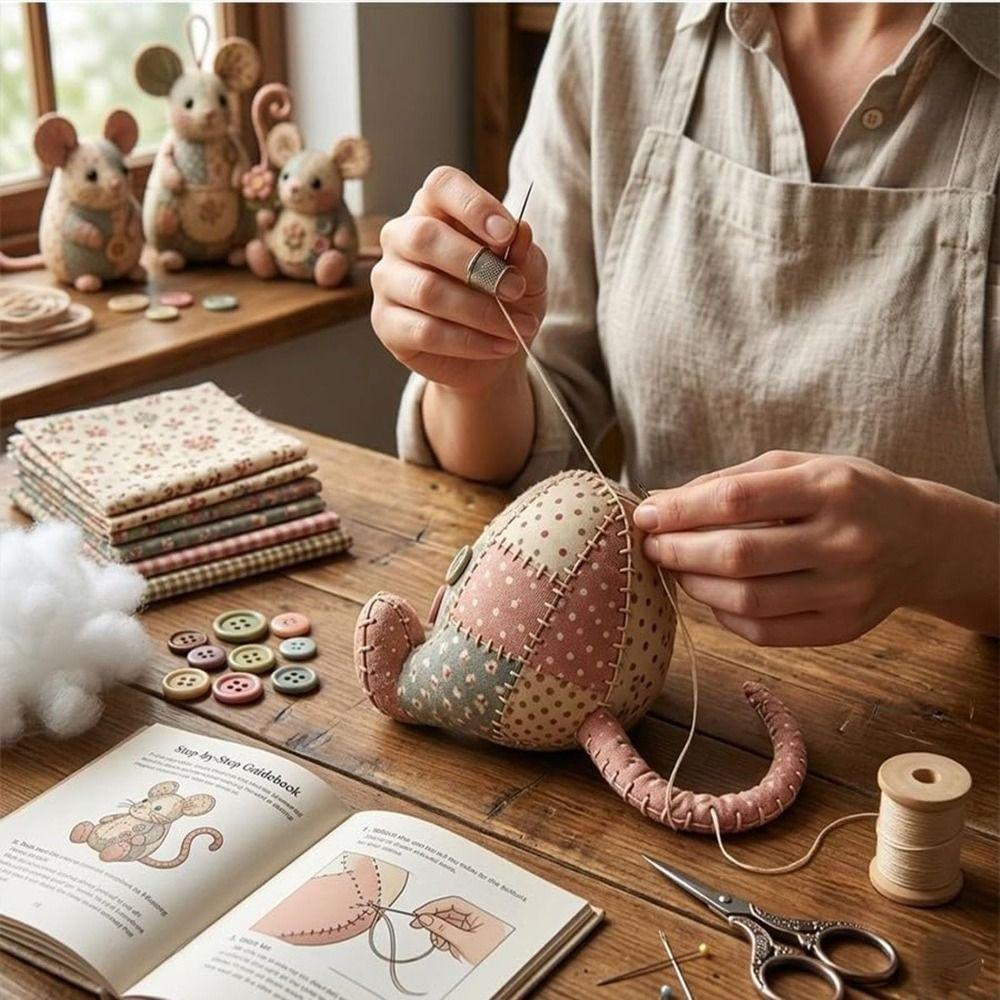 Handmade Patchwork Mouse Kit Pre Cut Fabric Mouse Sewing Kit Patchwork Craft Kit  Craft Learning
