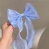Elegant Large Bowknot Hair Clip For Women French Design Long Tail Tulle Hair Styling Accessories for Everyday Wear