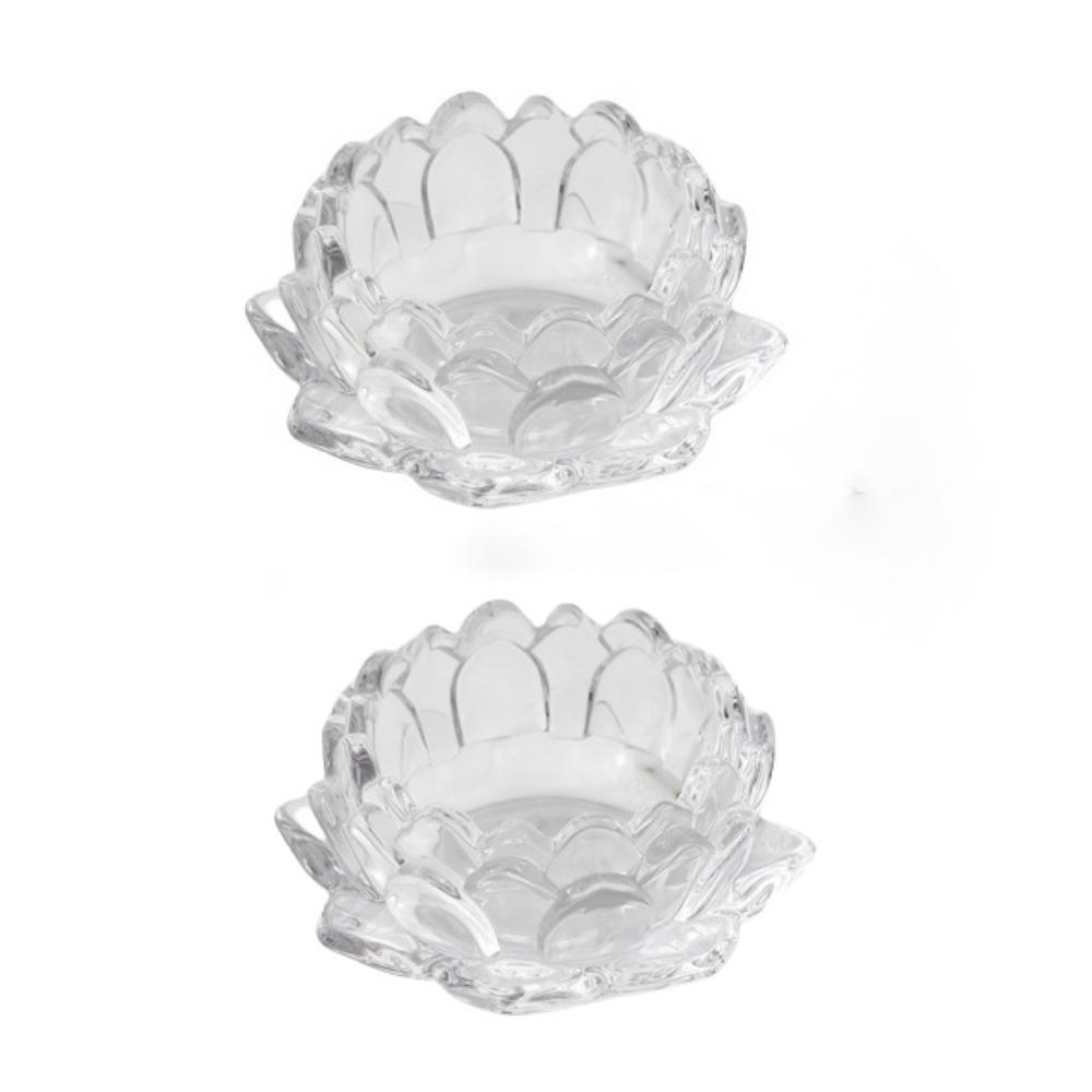 

2Pcs Creative Glass Lotus Candle Holder Ins Simple Candles Stand Wedding Decoration S 9x4.2cm